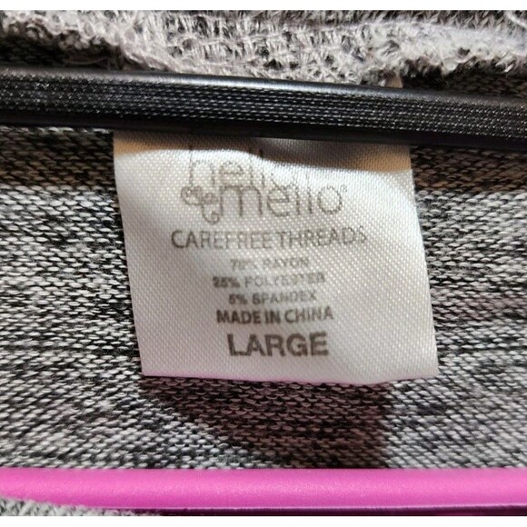 HELLO MELLO WOMENS LARGE GRAY THIN SWEATER COWL SALT & PEPPER SOFT PREPPY COZY - Picture 7 of 11